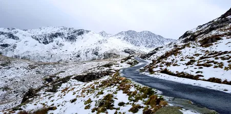 road passing through a snow covered landscape