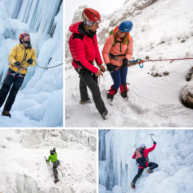four ice climbers